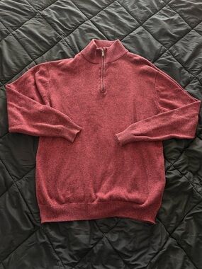 {MOCOTONO} Men's Quarter-Zip Burgundy Crimson Pullover Sweater